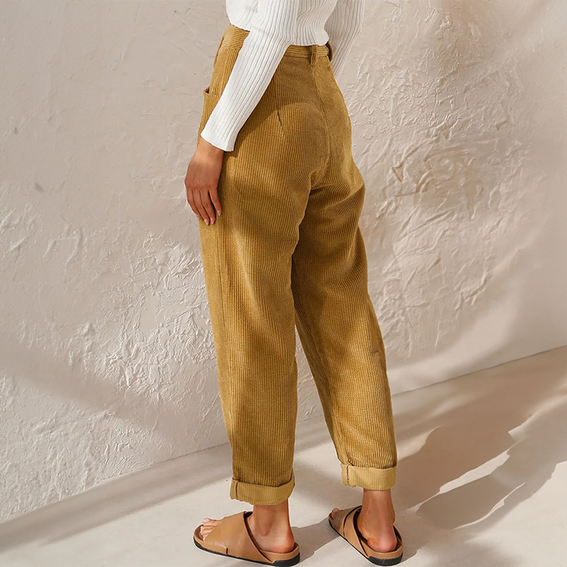 Grace - High Waist Corduroy Pants