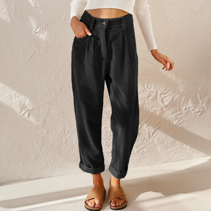 Grace - High Waist Corduroy Pants
