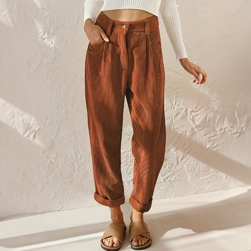 Grace - High Waist Corduroy Pants
