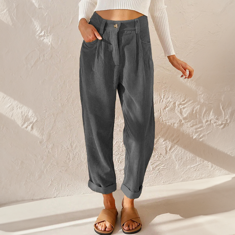 Grace - High Waist Corduroy Pants