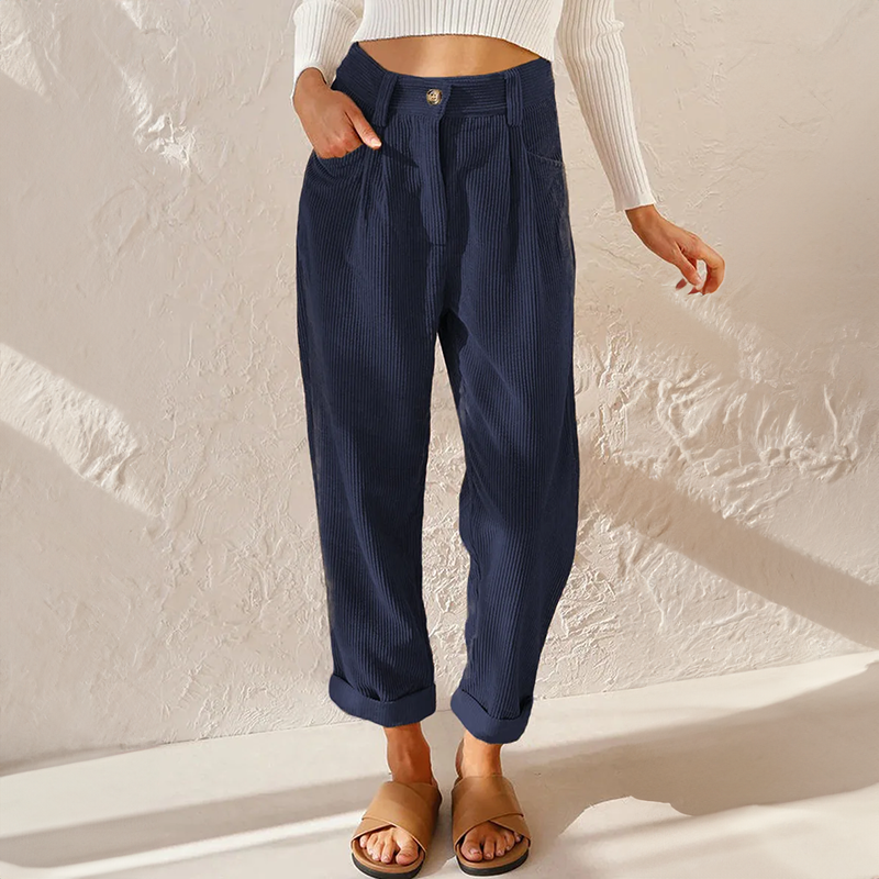 Grace - High Waist Corduroy Pants