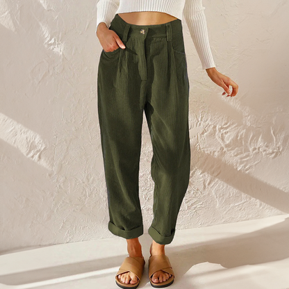 Grace - High Waist Corduroy Pants