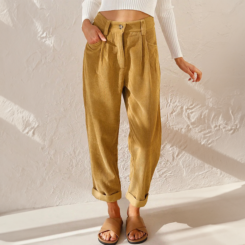 Grace - High Waist Corduroy Pants