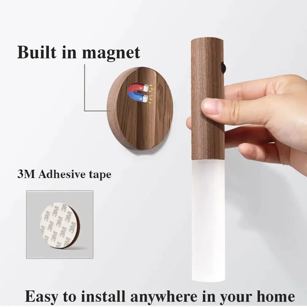 Nzmarket™ Wooden Motion Sensor LED Wall Light – Auto PIR On/Off