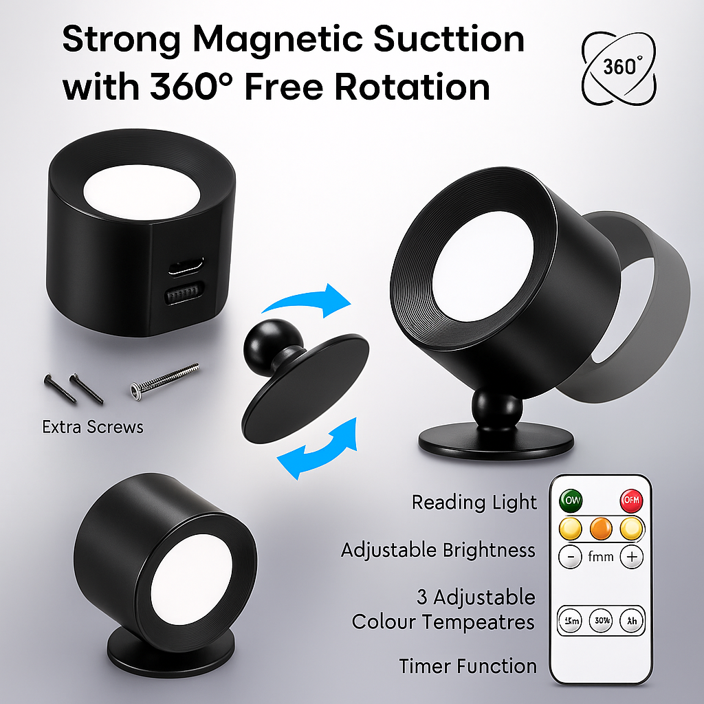 GlowMate Stick-On LED Wall Light  – No Screws or Wires, Just Stick & Glow
