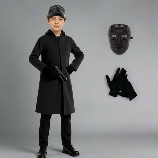 Nzmarket Front Man Guard Halloween Costume – Coat, Gloves & Mask, Kids & Adults