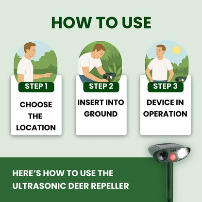 Solar-Powered Ultrasonic Deer Repeller - Effective Deer Deterrent for Gardens & Yards