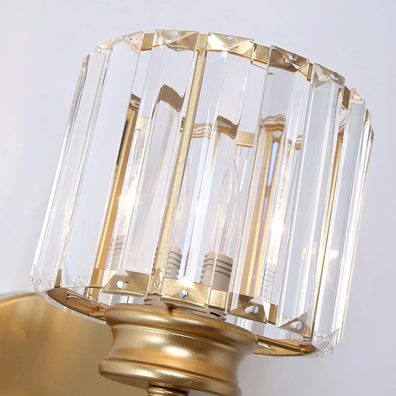 Nzmarket Crystal Glass Wall Light – Round & Square, Black & Gold Finish