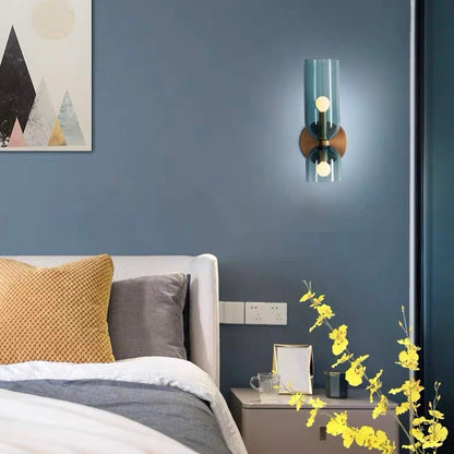 Nzmarket Double Glass Wall Light – Blue, Grey & White, Single or Pair