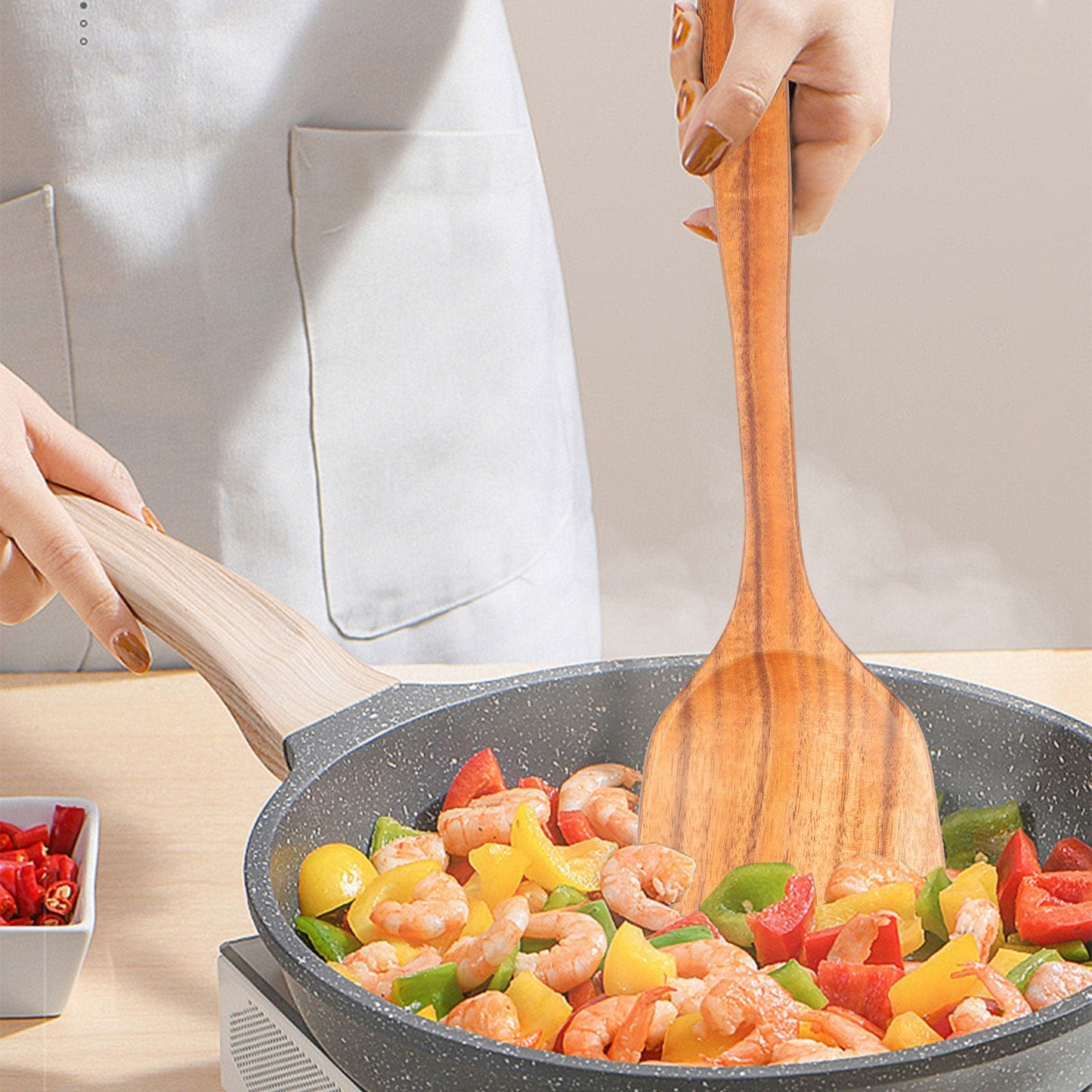 Nzmarket Natural Wood Kitchen & Tableware Set – Non-Scratch, Easy-Clean