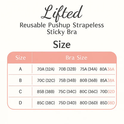 Lifted Reusable Pushup Strapless Sticky Bra