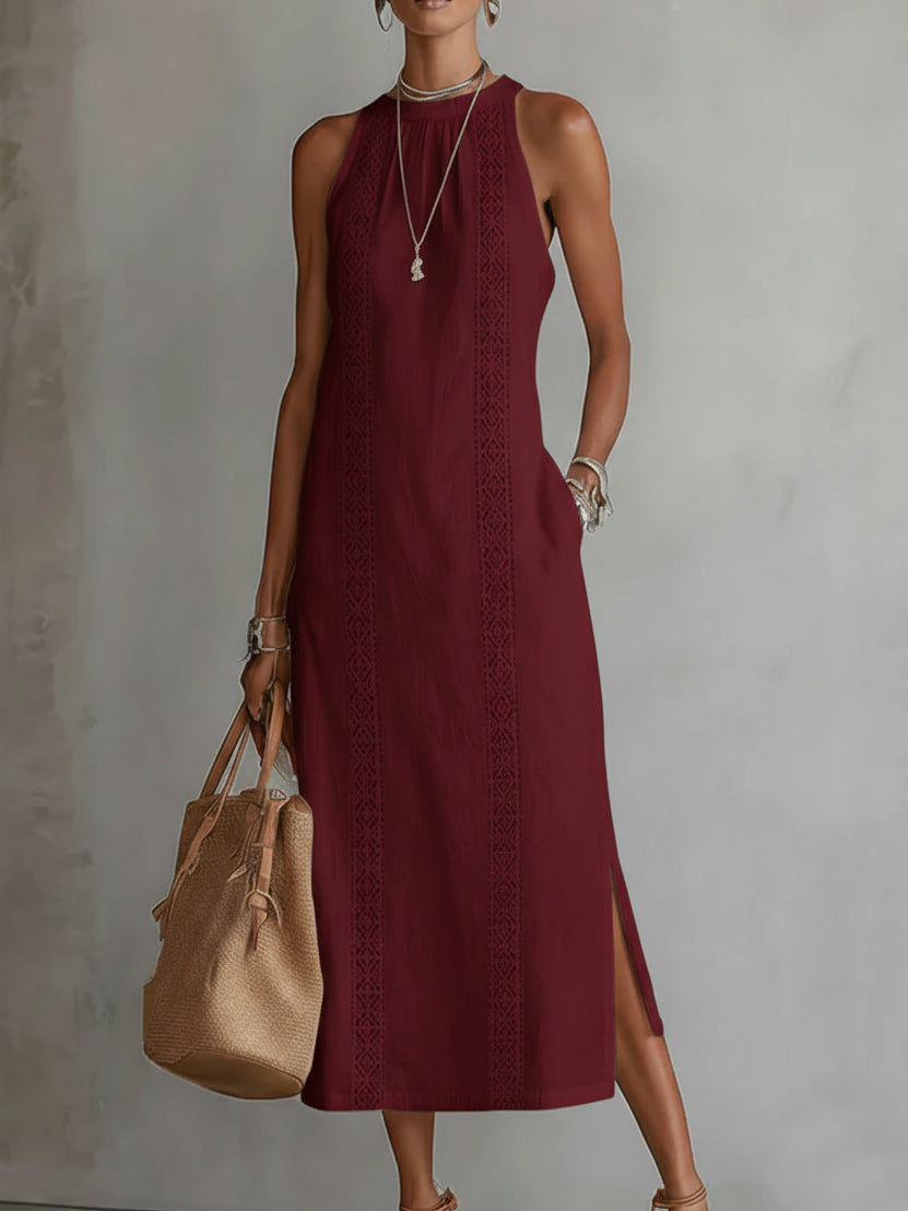Lacenda | Lace Panel Relaxed Summer Midi Dress