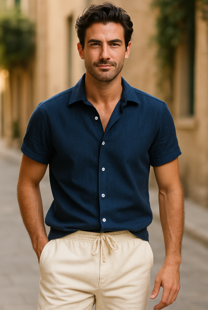 Nico | Men's Linen Shirt and Drawstring Pants Set