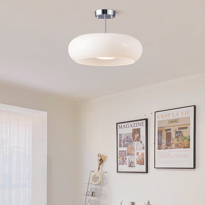 Nzmarket™ Vintage Round Frosted Glass Ceiling Light Fixture – Brass & Chrome