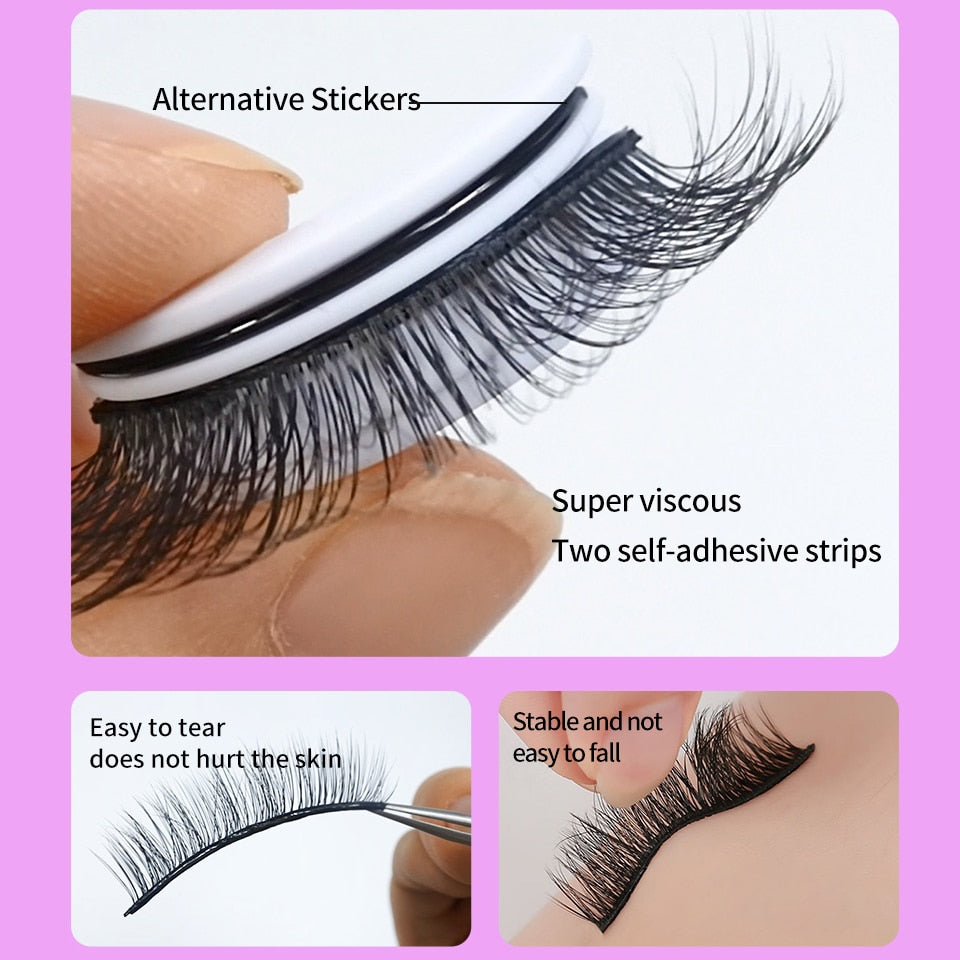 Nzmarket Reusable Self-Adhesive Eyelashes – No Glue, 3-Second Application