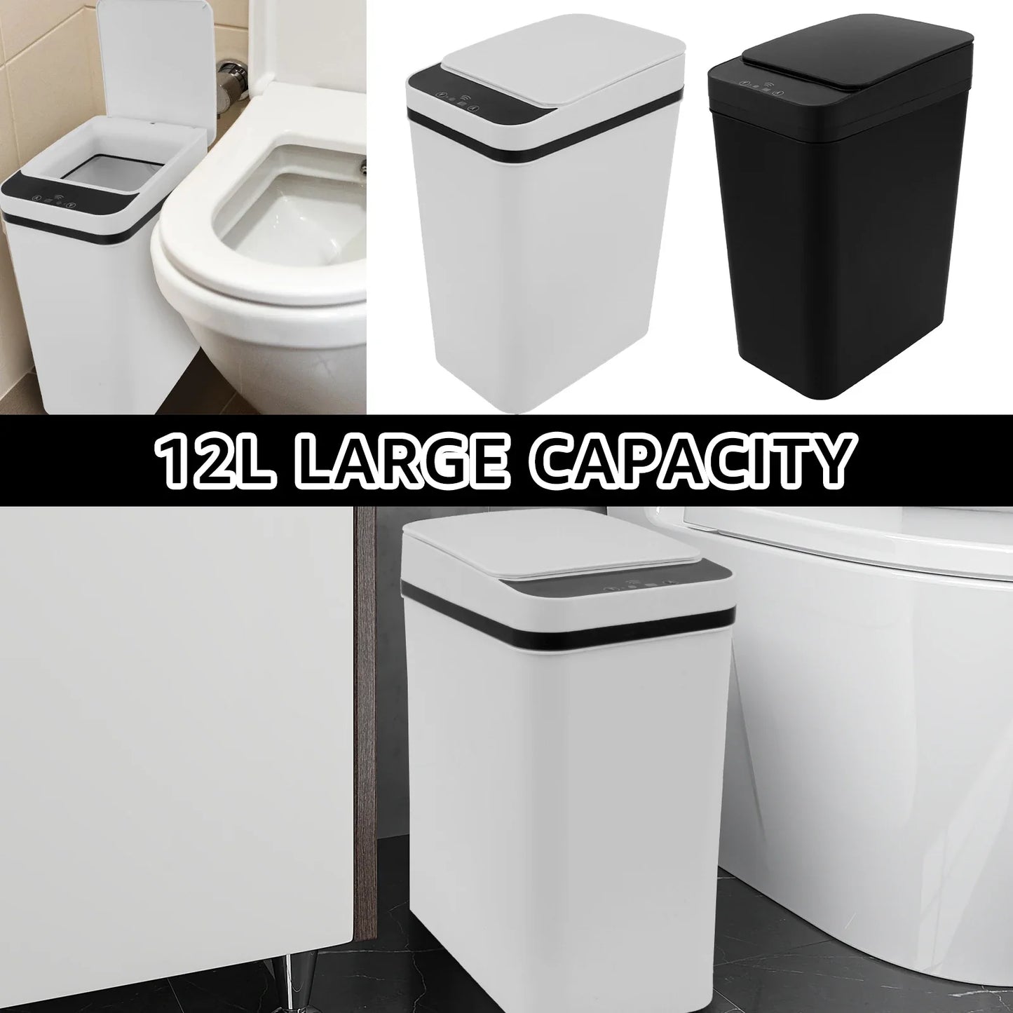 Nzmarket 12L Touchless Sensor Bin – Automatic Infrared Trash Can