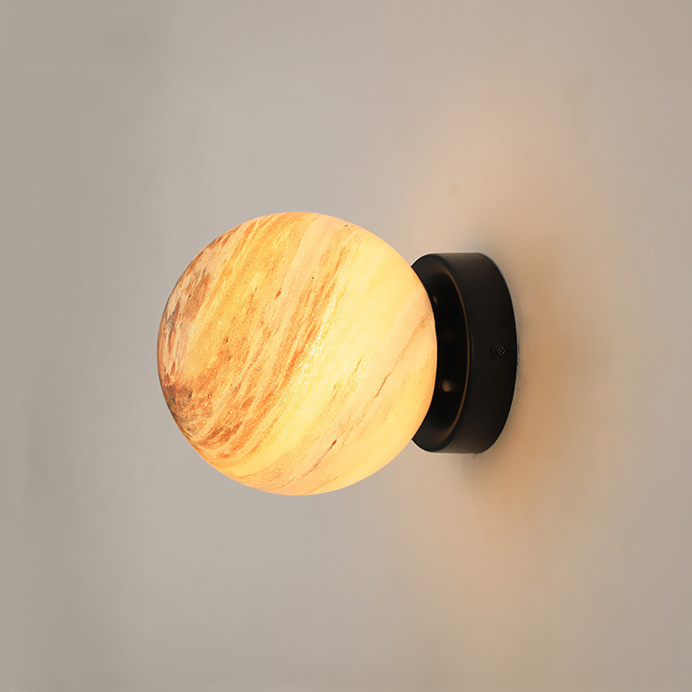 Nzmarket Modern Globe Glass Ceiling Light – Blue & Orange, Black & Copper Base