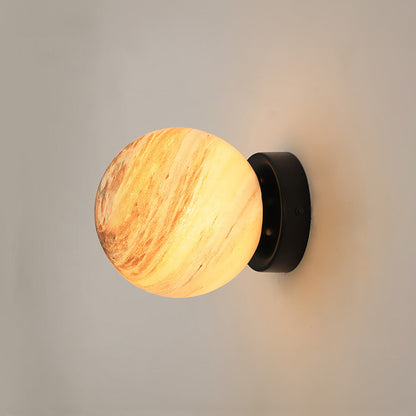 Nzmarket Modern Globe Glass Ceiling Light – Blue & Orange, Black & Copper Base