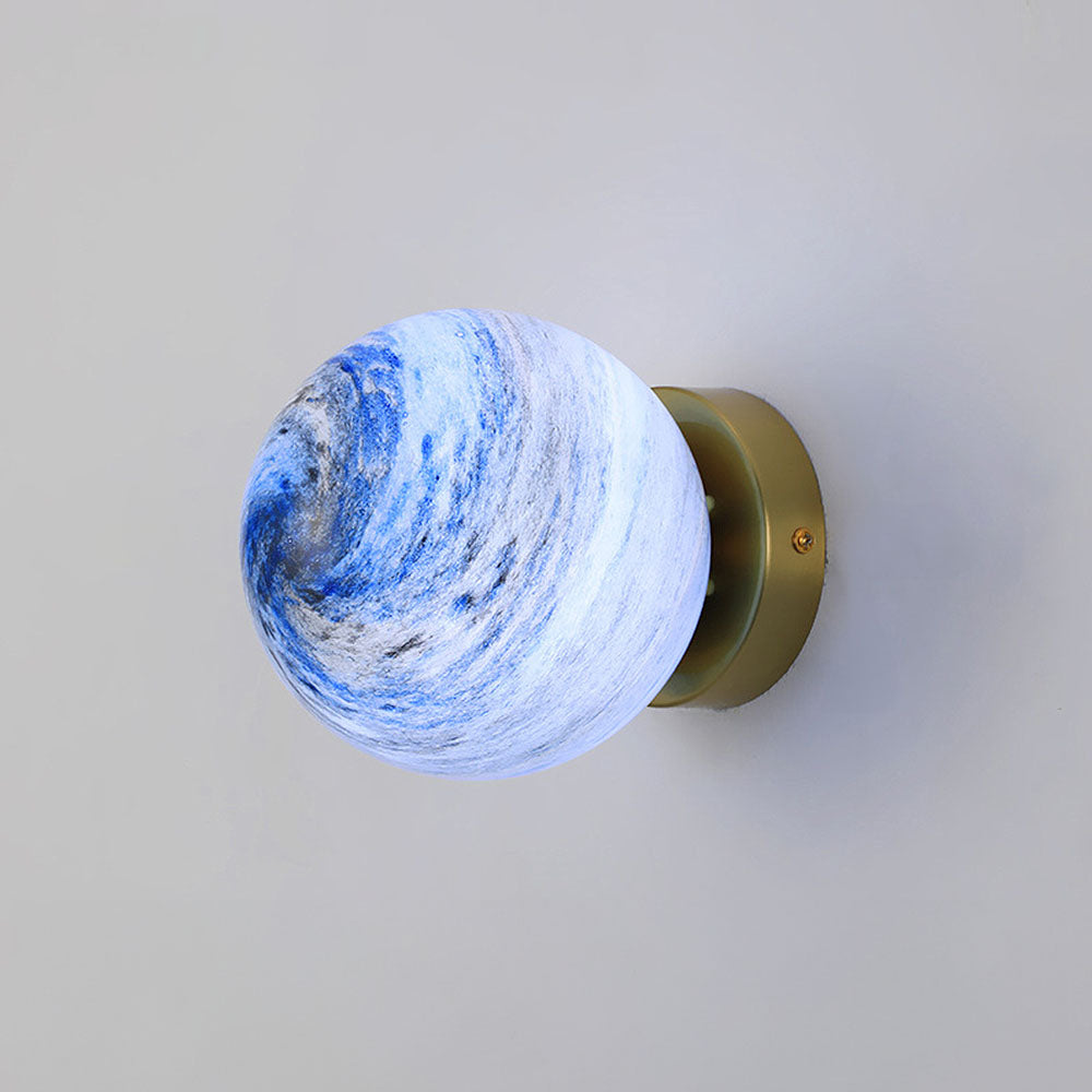 Nzmarket Modern Globe Glass Ceiling Light – Blue & Orange, Black & Copper Base