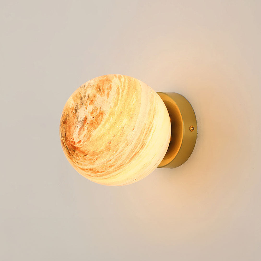 Nzmarket Modern Globe Glass Ceiling Light – Blue & Orange, Black & Copper Base