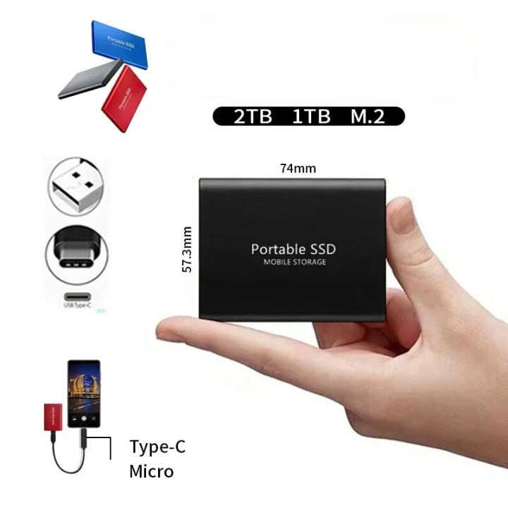 Nzmarket 2TB Portable External SSD – Fast, Compact & Shock-Resistant