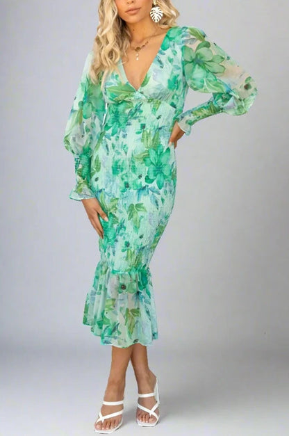 Lara - Midi Dress with Floral Print