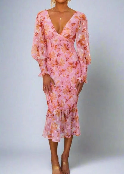 Lara - Midi Dress with Floral Print