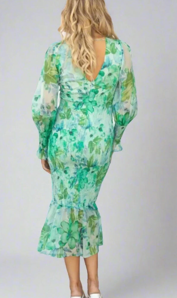 Lara - Midi Dress with Floral Print