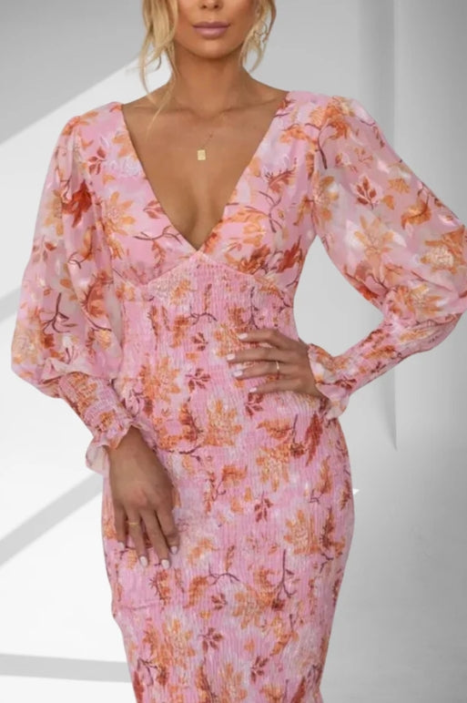 Lara - Midi Dress with Floral Print
