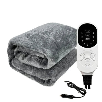 Nzmarket 12V Heated Car Travel Blanket – Timer & Temperature Control