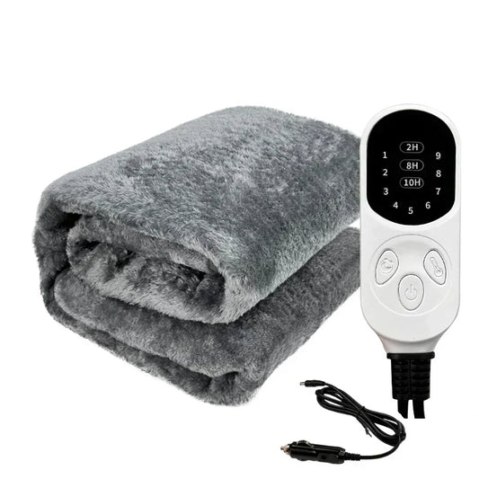 Nzmarket™ 12V Heated Car Travel Blanket – Timer & Temperature Control