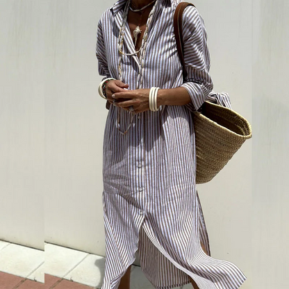 Alba - Elegant striped shirt dress