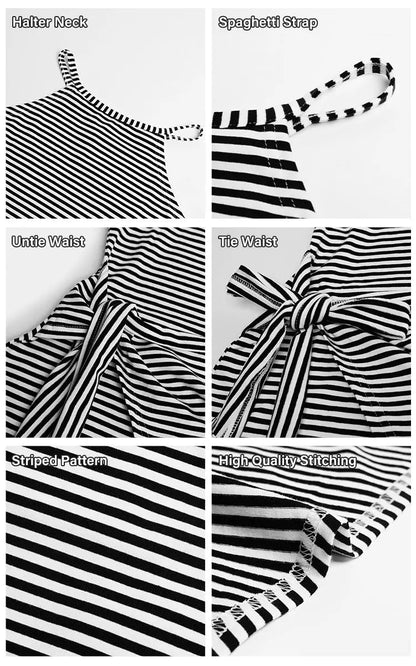 Chloe Striped Halter Neck T-Shirt Dress