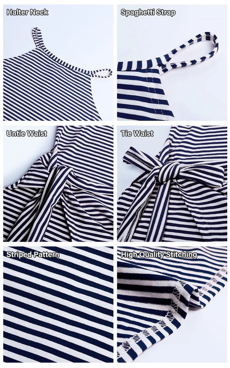 Chloe Striped Halter Neck T-Shirt Dress