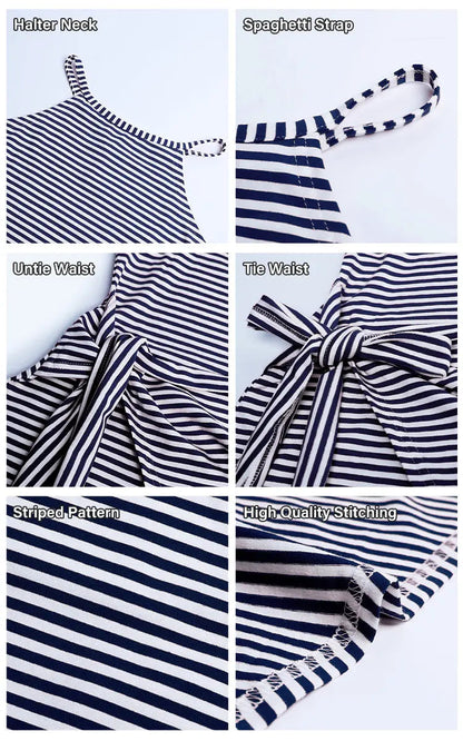 Chloe Striped Halter Neck T-Shirt Dress