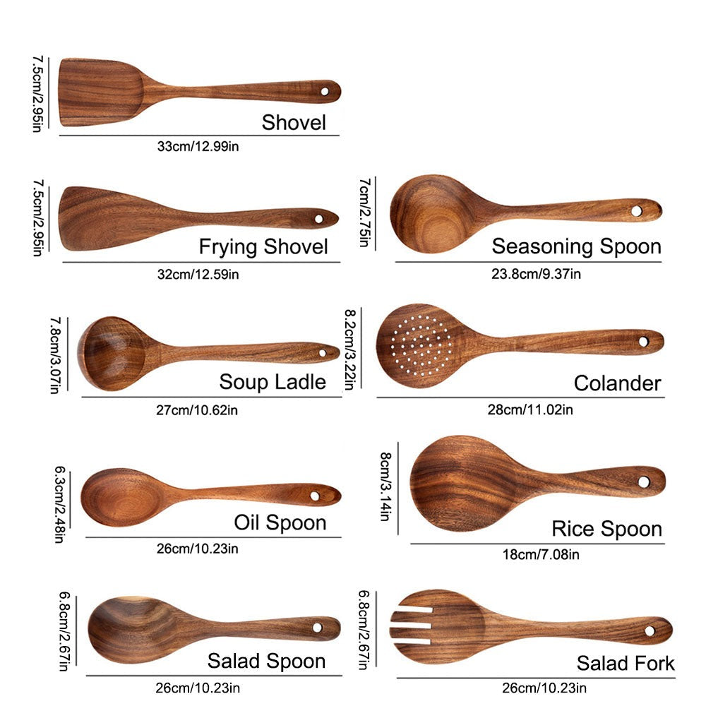 Nzmarket Natural Wood Kitchen & Tableware Set – Non-Scratch, Easy-Clean