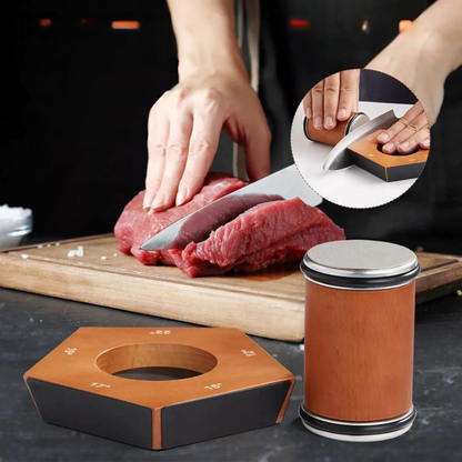 Nzmarket™ Knife Sharpener Kit – Magnetic Wood Base, Angle Guides