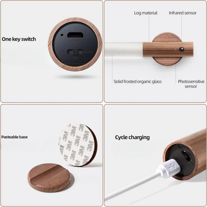 Nzmarket™ Wooden Motion Sensor LED Wall Light – Auto PIR On/Off