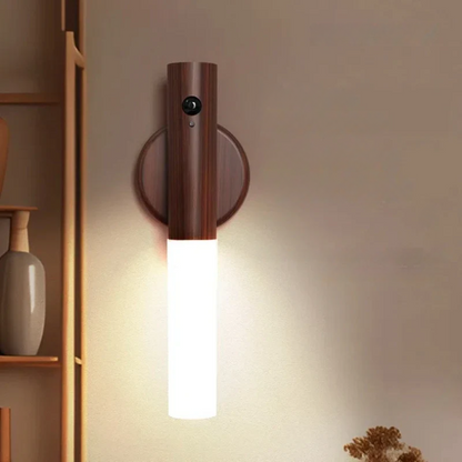 Nzmarket™ Wooden Motion Sensor LED Wall Light – Auto PIR On/Off