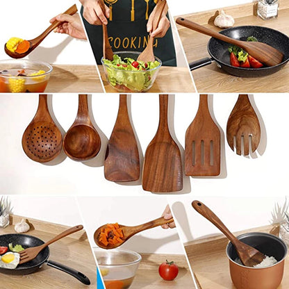 Nzmarket Natural Wood Kitchen & Tableware Set – Non-Scratch, Easy-Clean