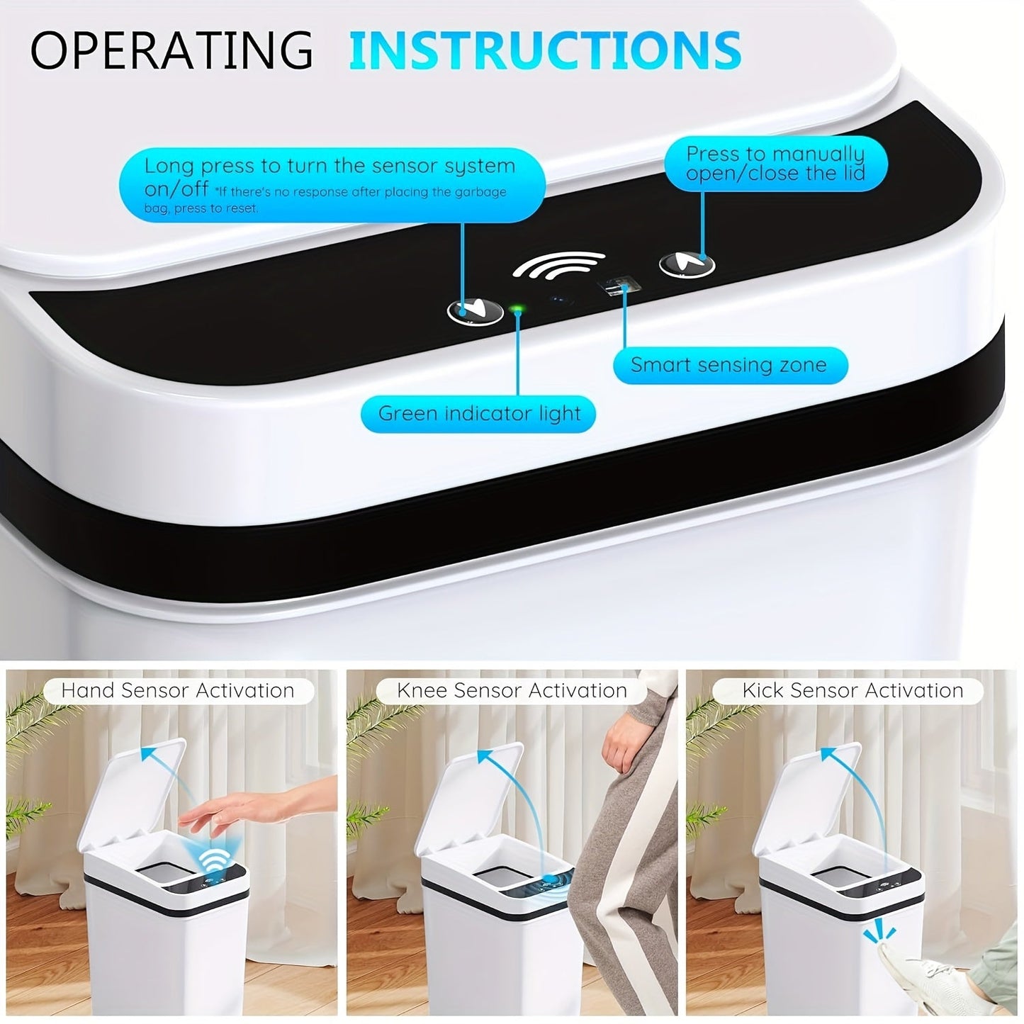 Nzmarket 12L Smart Sensor Bin – Hands-Free Slim Design