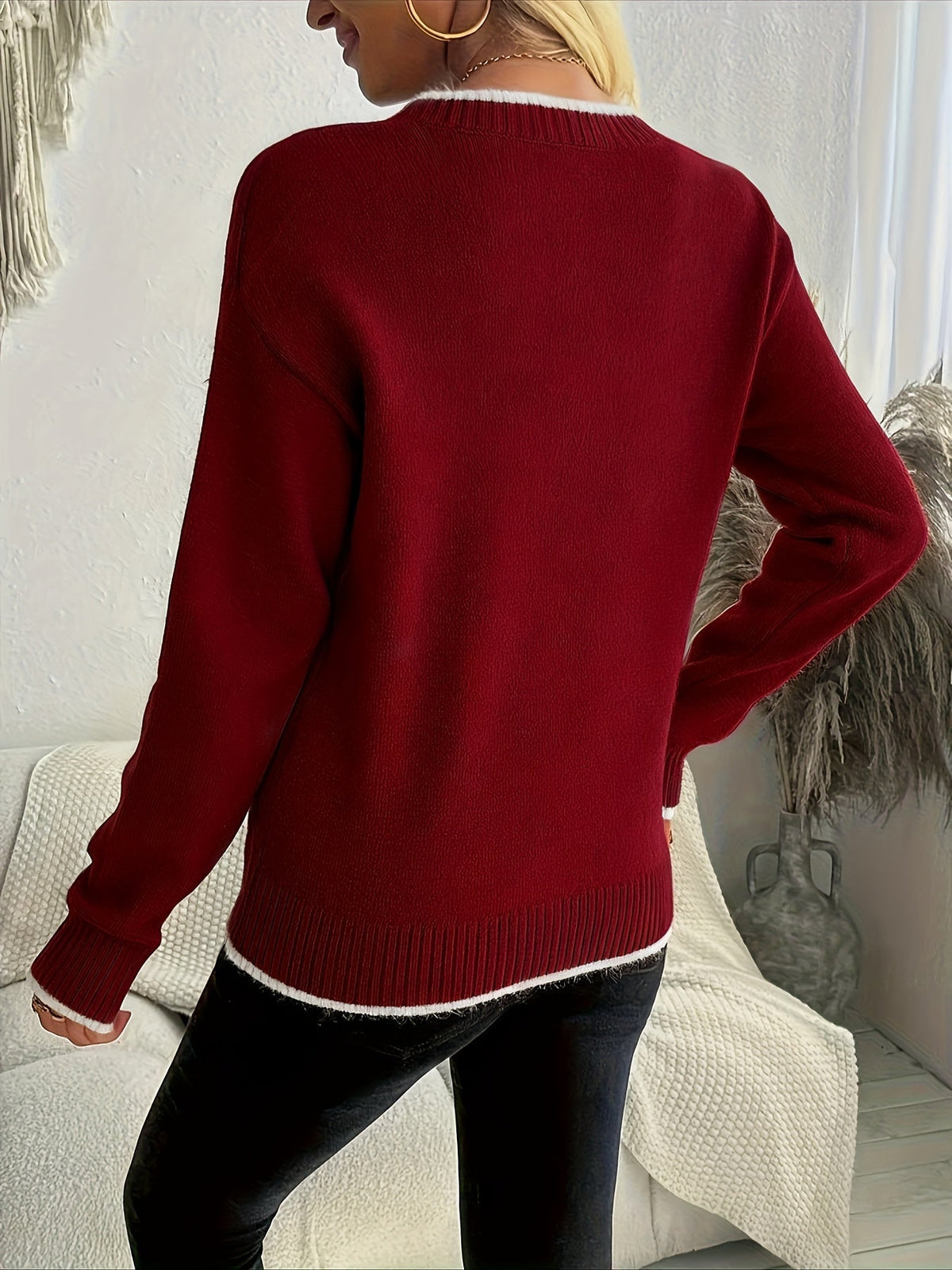 Isabelle - Pull Élégant Maille Fine Flocon