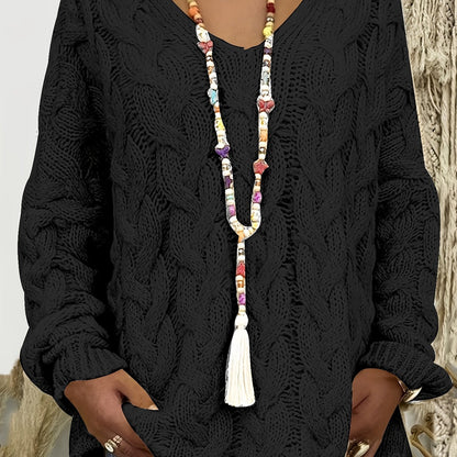 Camille - Pull Élégant Torsadé Grosse Maille