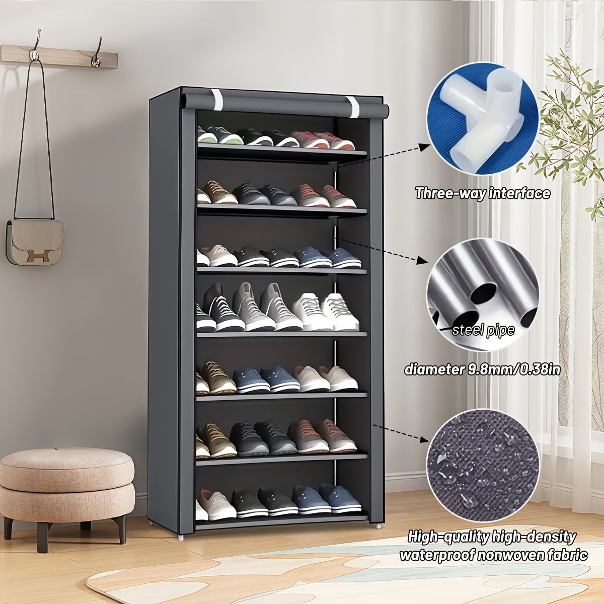 Nzmarket Multi-Tier Shoe Rack with Dust Cover – Space-Saving Storage