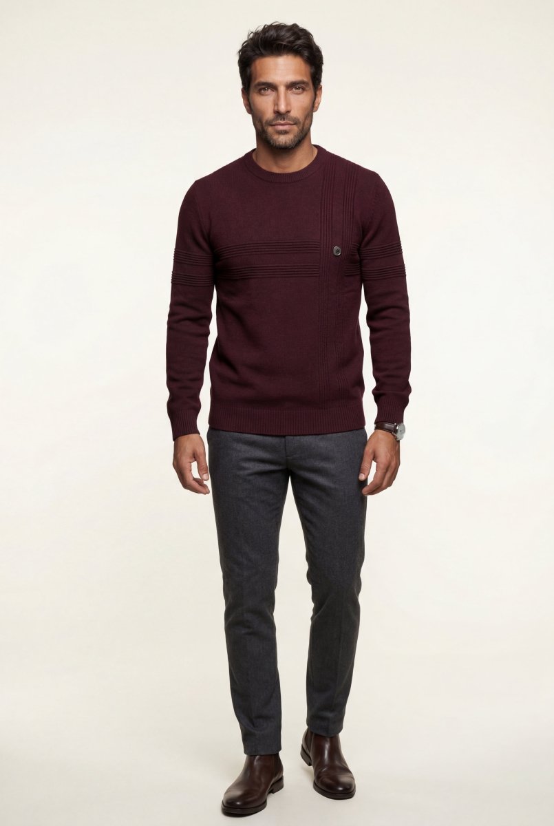 Jax | Men's Structured Textured Crewneck Sweater