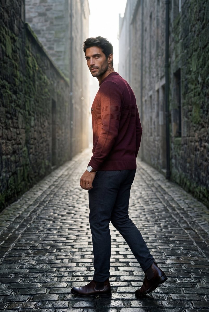 Jax | Men's Structured Textured Crewneck Sweater