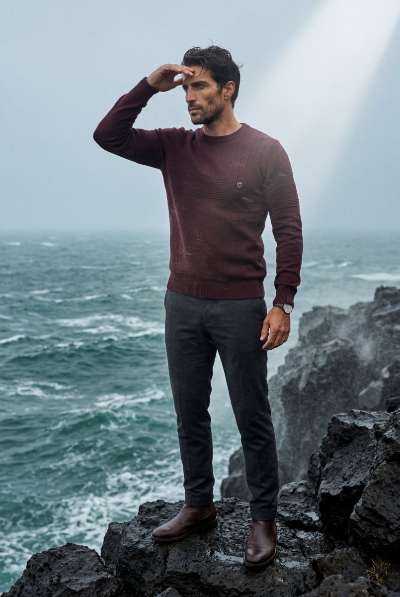 Jax | Men's Structured Textured Crewneck Sweater