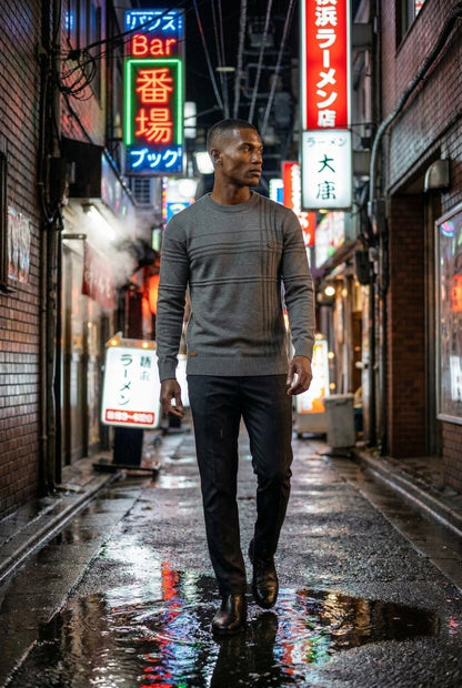 Jax | Men's Structured Textured Crewneck Sweater