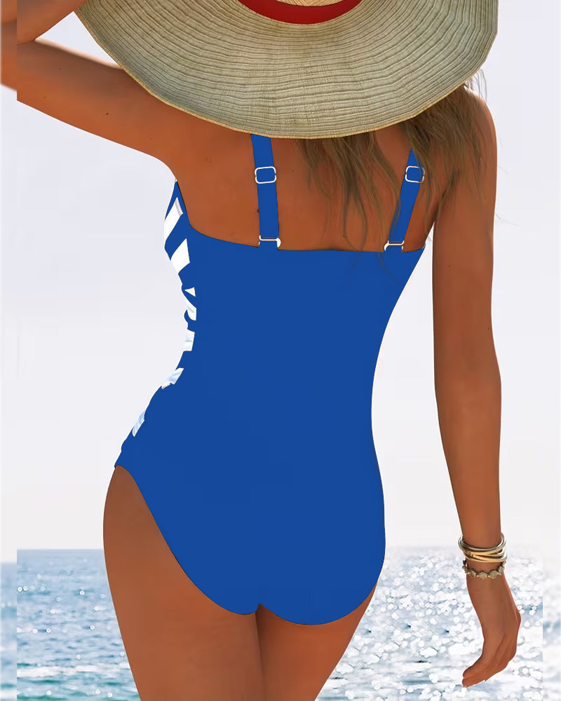 Chloé - Maillot Une Pièce Rayé Sexy Col V