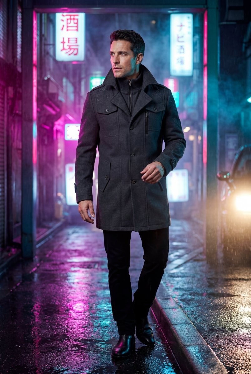 Pax | Men's Slim Fit Tailored Stand Collar Coat